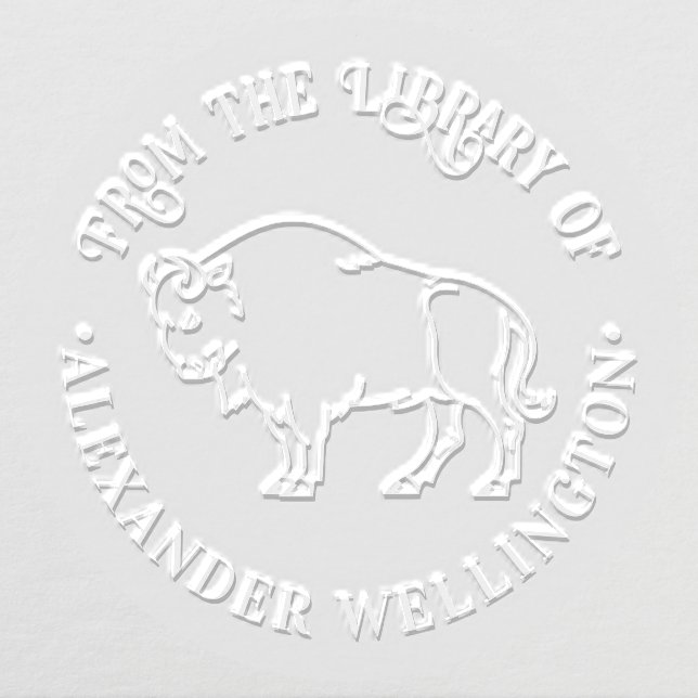 Majestic Bison Buffalo Line Art #4 Library Book Embosser (Design)