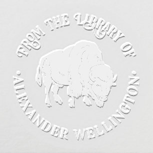 Majestic Bison Buffalo Silhouette Library Book Embosser
