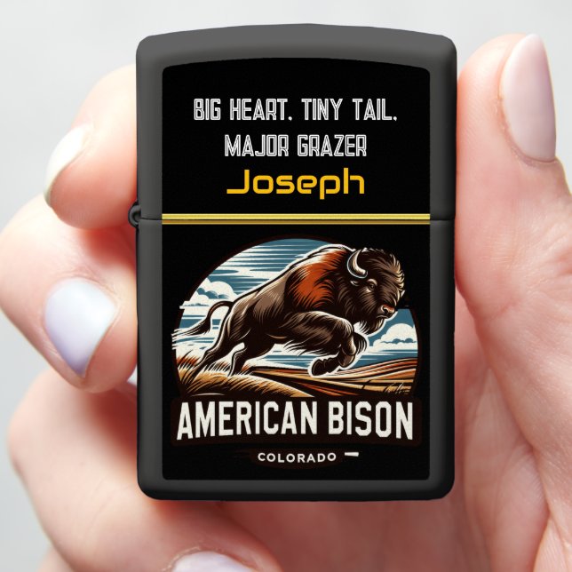 Majestic Bison Colorado Flame Zippo Lighter (In Hand)