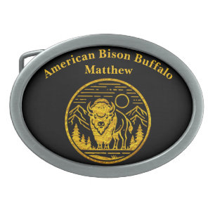 Majestic Bison in Mountain Landscape Belt Buckle