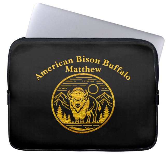 Majestic Bison in Mountain Landscape Laptop Sleeve (Front)