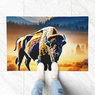 Majestic Bison Sunset Doormat