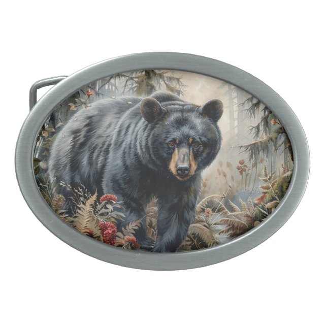 Majestic black bear  belt buckle (Front)