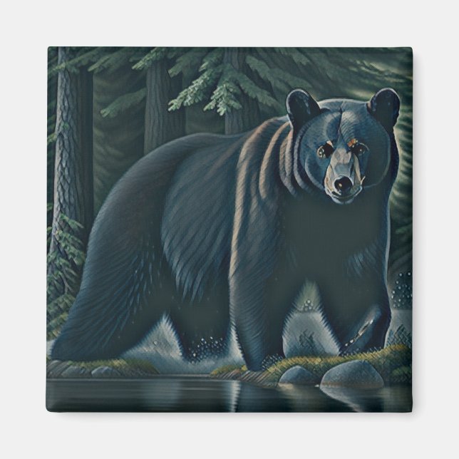 Majestic Black Bear Of The North Woods Magnet (Front)