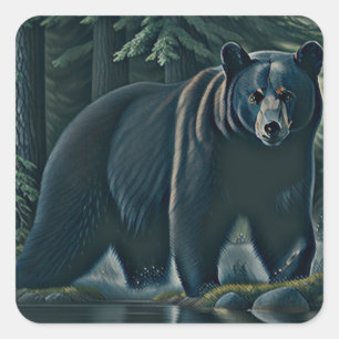 Majestic Black Bear Of The North Woods Square Sticker