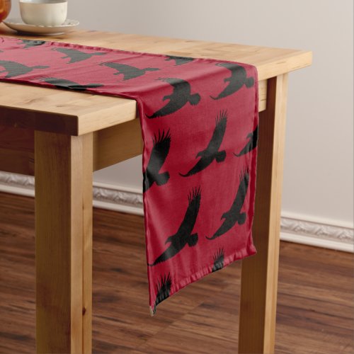 Majestic Black Eagle Silhouette Bold Red Medium Table Runner