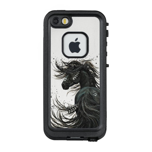 Majestic Black Friesian Horse Cover by Bihrle (Back)