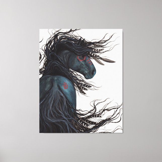 Majestic Black Horse Friesian Canvas Print Bihrle (Front)