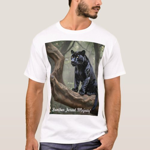  Majestic Black Panther in Forest T_Shirt