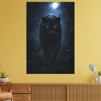 Majestic Black Panther – Silent Power in the Night Canvas Print