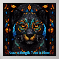 Majestic Black Panther Stained Glass Mosaic Art