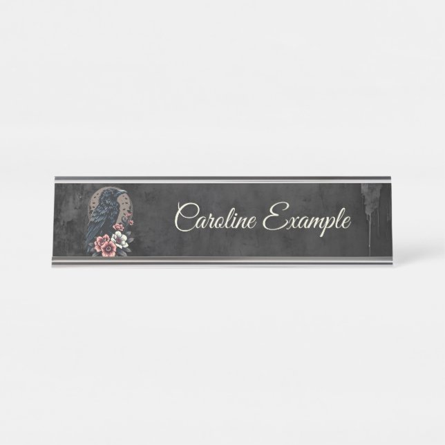Majestic black raven desk name plate (Front)
