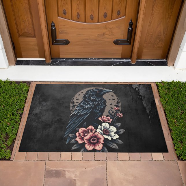 Majestic black raven  doormat (Outdoor)