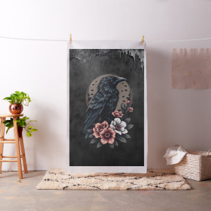 Majestic black raven fabric