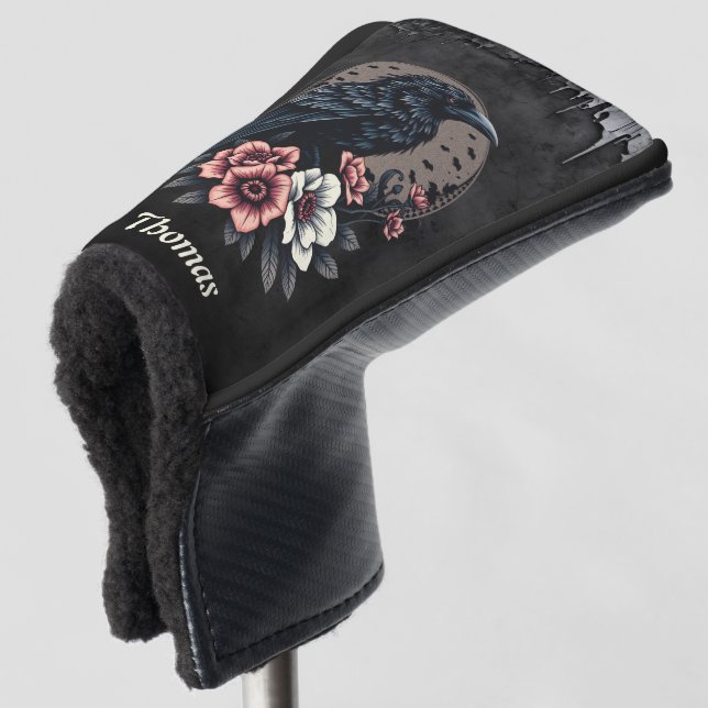 Majestic black raven  golf head cover (3/4 Front)