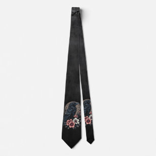 Majestic black raven  neck tie