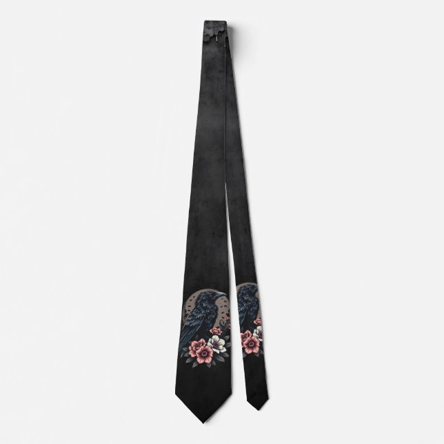 Majestic black raven  neck tie (Front)