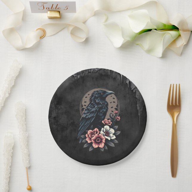 Majestic black raven  paper plates (Wedding)