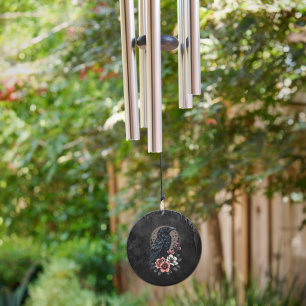 Majestic black raven wind chime