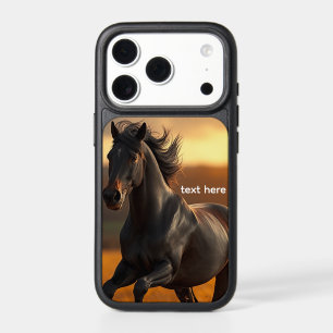 Majestic Black Stallion Horse Autumn Sunset Landsc iPhone 17 Pro Case