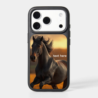Majestic Black Stallion Horse Autumn Sunset Landsc iPhone 17 Pro Case