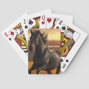 Majestic Black Stallion Horse Autumn Sunset Landsc Poker Cards