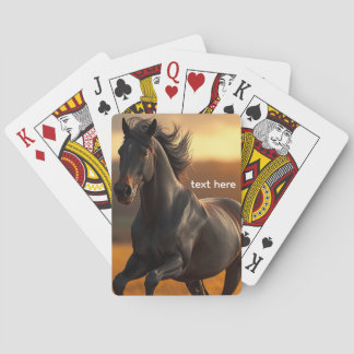 Majestic Black Stallion Horse Autumn Sunset Landsc Poker Cards