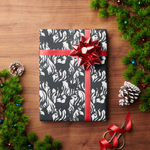Majestic Black & White Reindeer Illustration Wrapping Paper