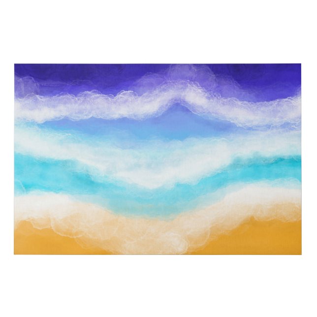 Majestic Blue and Teal Waves on Sandy Shore  Faux Canvas Print (Front)