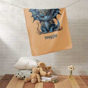 Majestic Blue Baby Dragon Chinese New Year 2024 Blanket