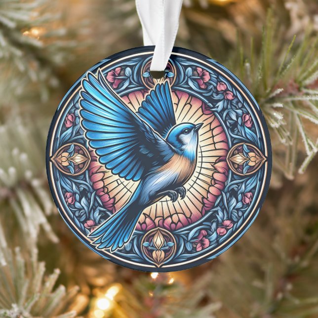 Majestic Blue Bird Soaring in Flight Ornament (Tree)