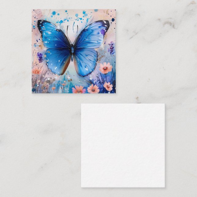 Majestic Blue Butterfly Art Note Card (Front/Back)