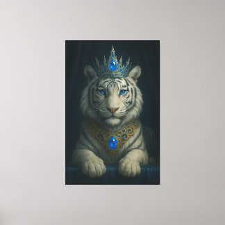 Majestic Blue Crown Royal Tiger – Luxury Fine Art Canvas Print