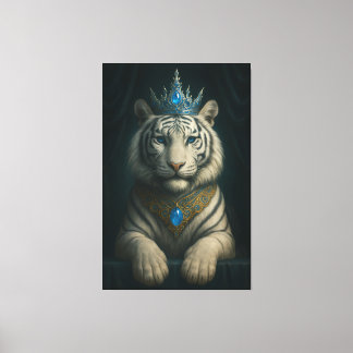 Majestic Blue Crown Royal Tiger – Luxury Fine Art Canvas Print