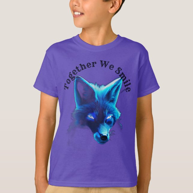 Majestic Blue Fox Cyberpunk Logo T-Shirt (Front)