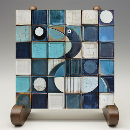 Majestic Blue Heron Mosaic Faux Relief Ceramic Tile