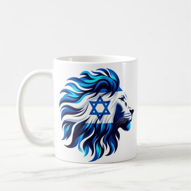 Majestic Blue Lion of Judah with Star of David Coffee Mug (Left)