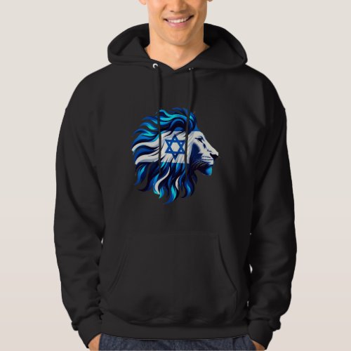Majestic Blue Lion of Judah with Star of David Hoodie