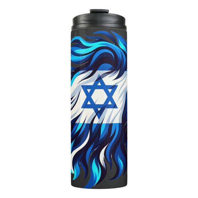 Majestic Blue Lion of Judah with Star of David Thermal Tumbler (Front)