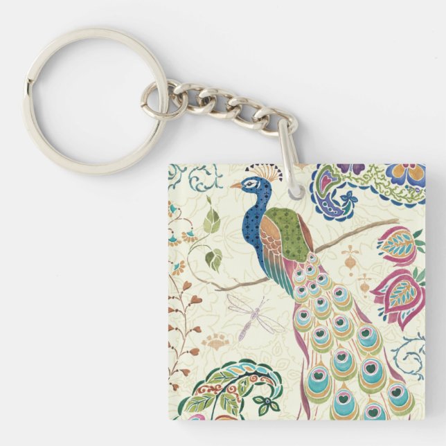Majestic Blue Peacock Keychain (Front)
