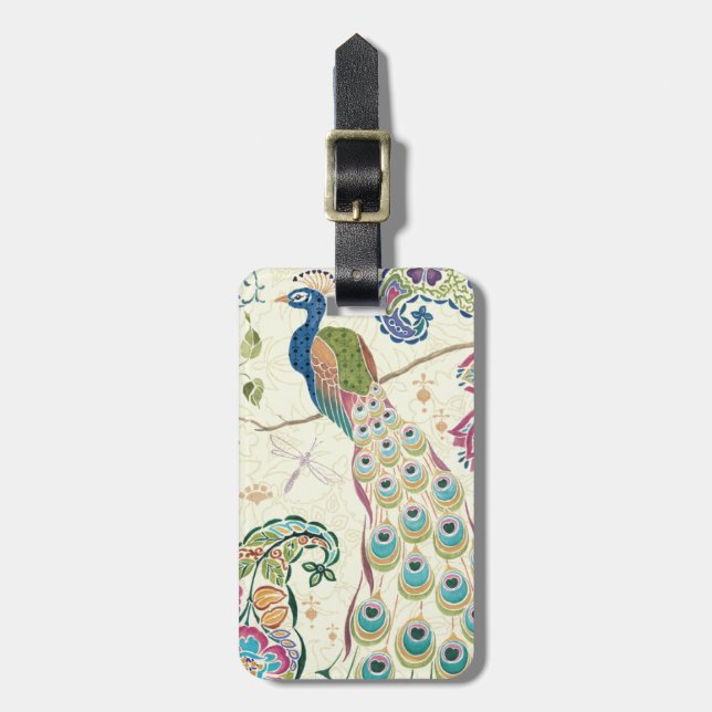 Majestic Blue Peacock Luggage Tag (Front Vertical)