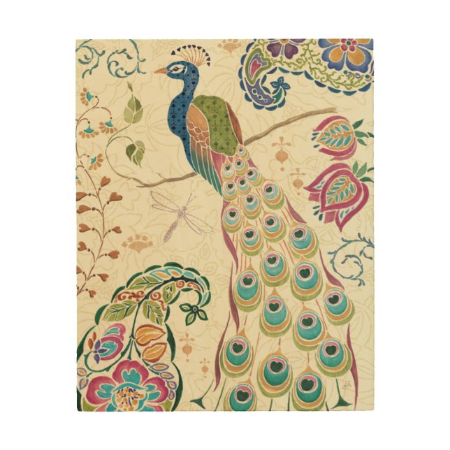 Majestic Blue Peacock Wood Wall Decor (Front)