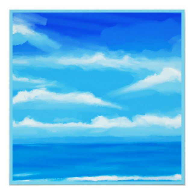 Majestic Blue Sky Painting Poster (Front)