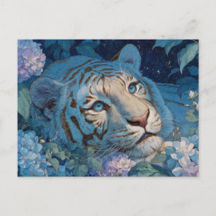 Majestic Blue Tiger in Hydrangea Garden Postcard