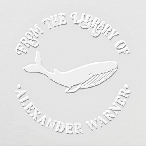 Majestic Blue Whale Ocean Library Book Name Embosser