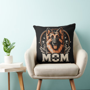 Majestic Bond: Gee Vaucher German Shepherd Dog Mom Throw Pillow
