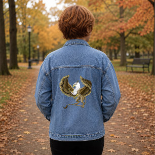 Majestic Brown Fantasy Griffin Mythical Gryphon Denim Jacket