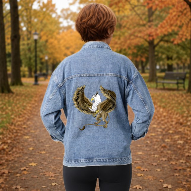 Majestic Brown Fantasy Griffin Mythical Gryphon Denim Jacket (Creator Uploaded)