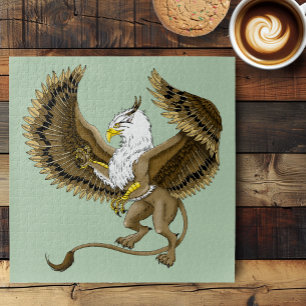 Majestic Brown Fantasy Griffin Mythical Gryphon Jigsaw Puzzle