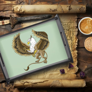Majestic Brown Fantasy Griffin Mythical Gryphon Serving Tray